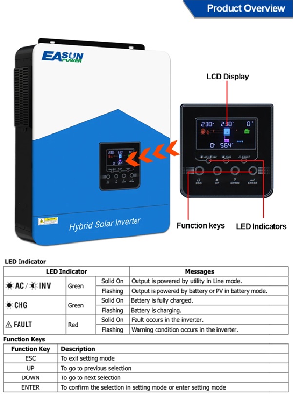Invertor Solar Hibrid Easun Power 4.2KW - pur sinus 6