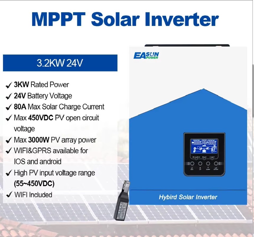 Invertor Solar Hibrid Easun Power 3.2KW - pur sinus 6